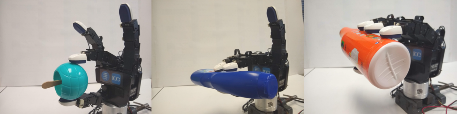 Robotic hands handling several objects